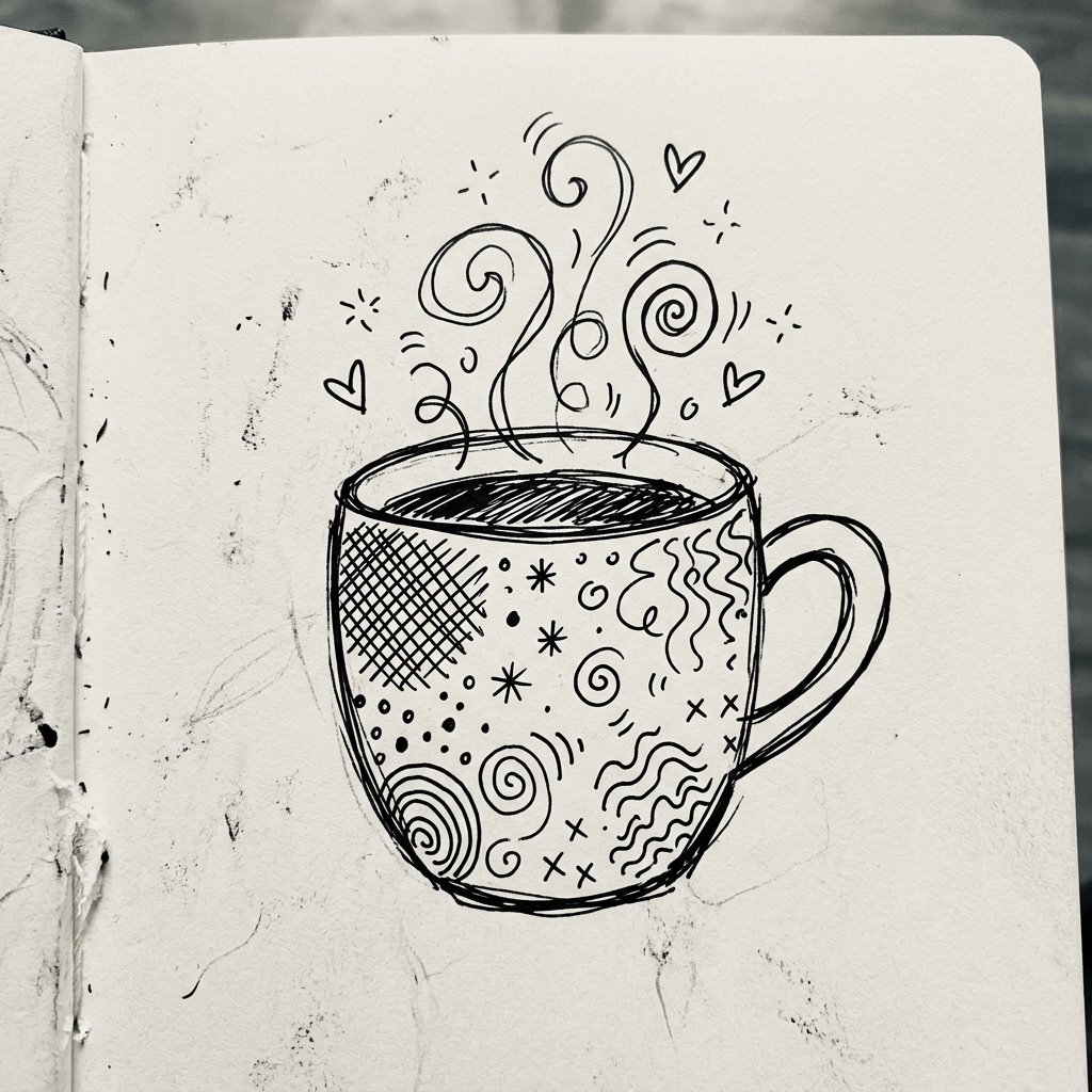 Coffee Cup Doodle Drawing Idea