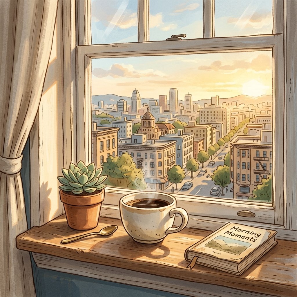 Coffee Cup on Windowsill Drawing Idea