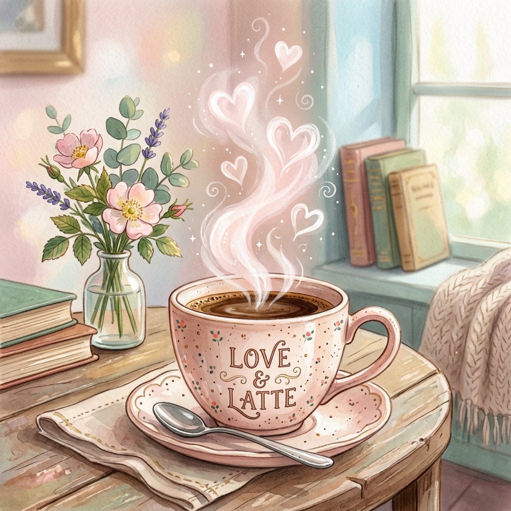 Coffee Cup With Steam Hearts Drawing Idea