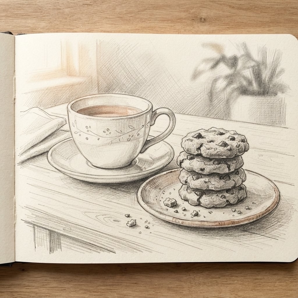 Cup and Cookies Sketch Idea