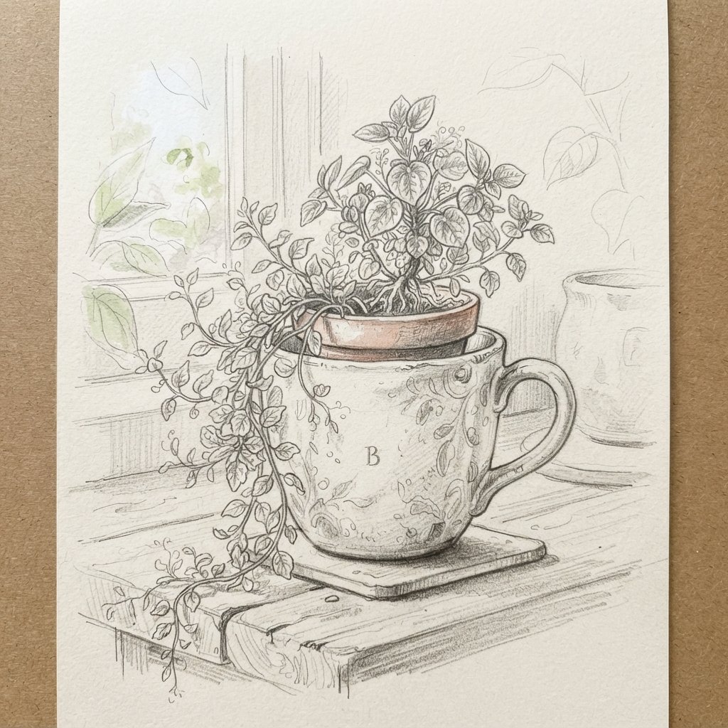 Cup and Plant Sketch Idea