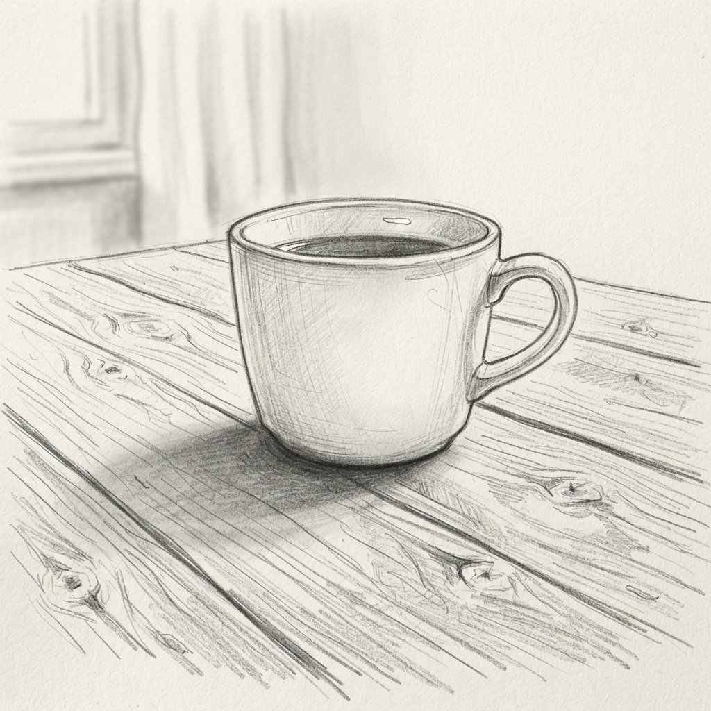 Cup on a Table Sketch Idea