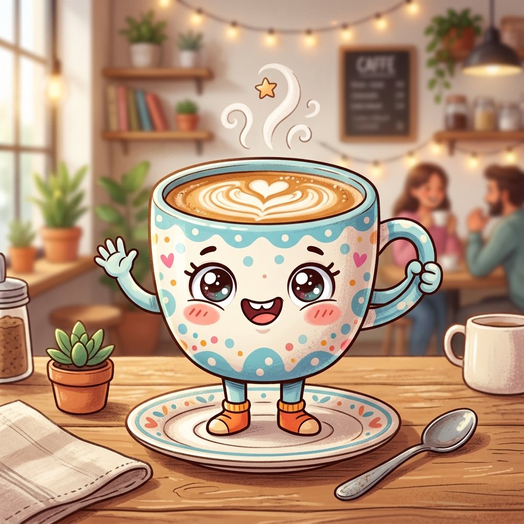 Cute Coffee Cup Drawing Idea