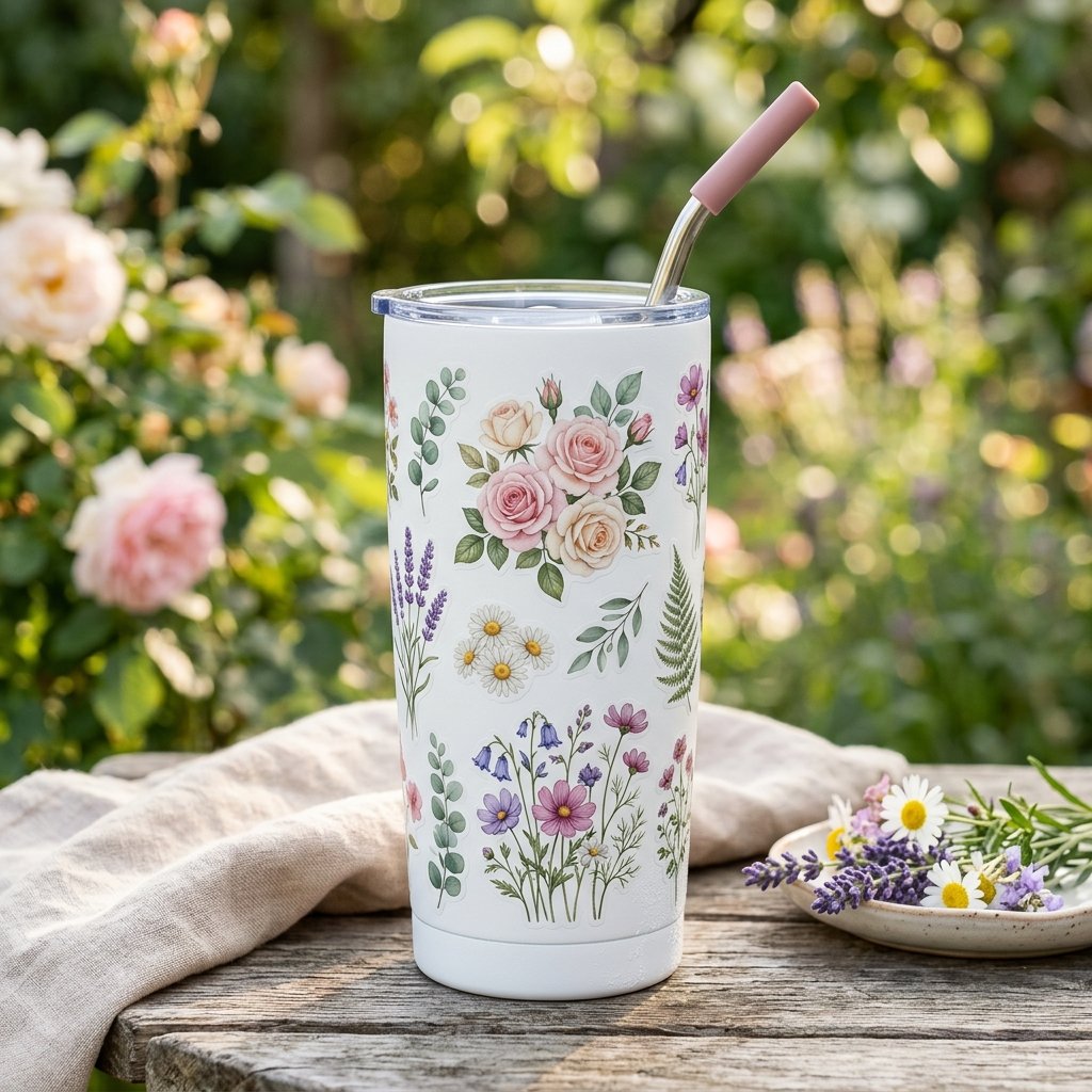 Floral Cup Sticker Ideas