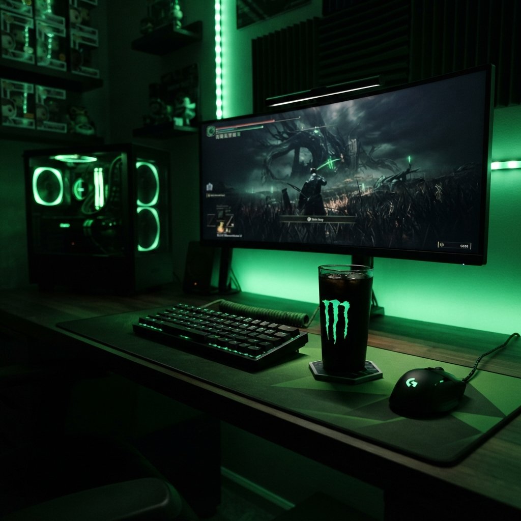 Monster Glass Cup Gaming Setup Ideas