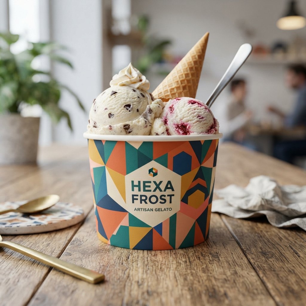 Geometric Ice Cream Cup Ideas
