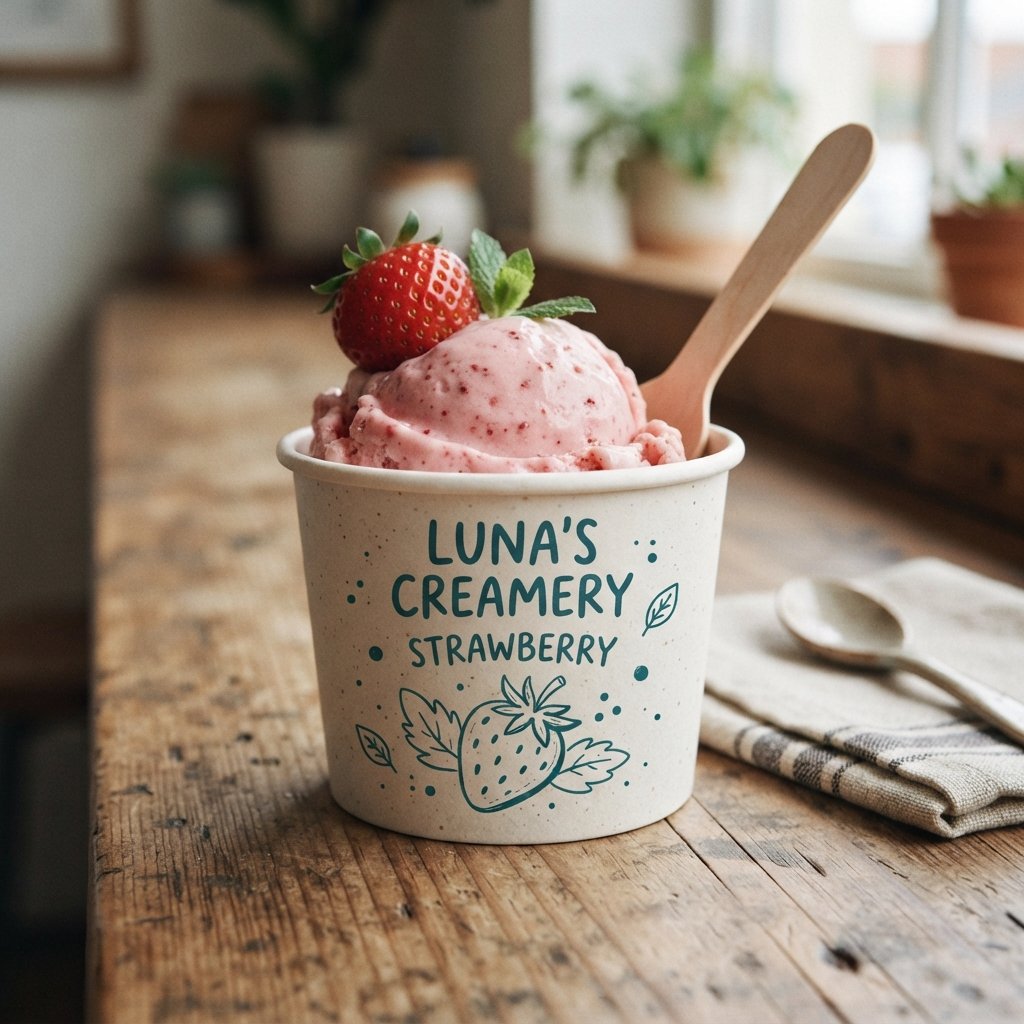 Handwritten Font Ice Cream Cup Ideas