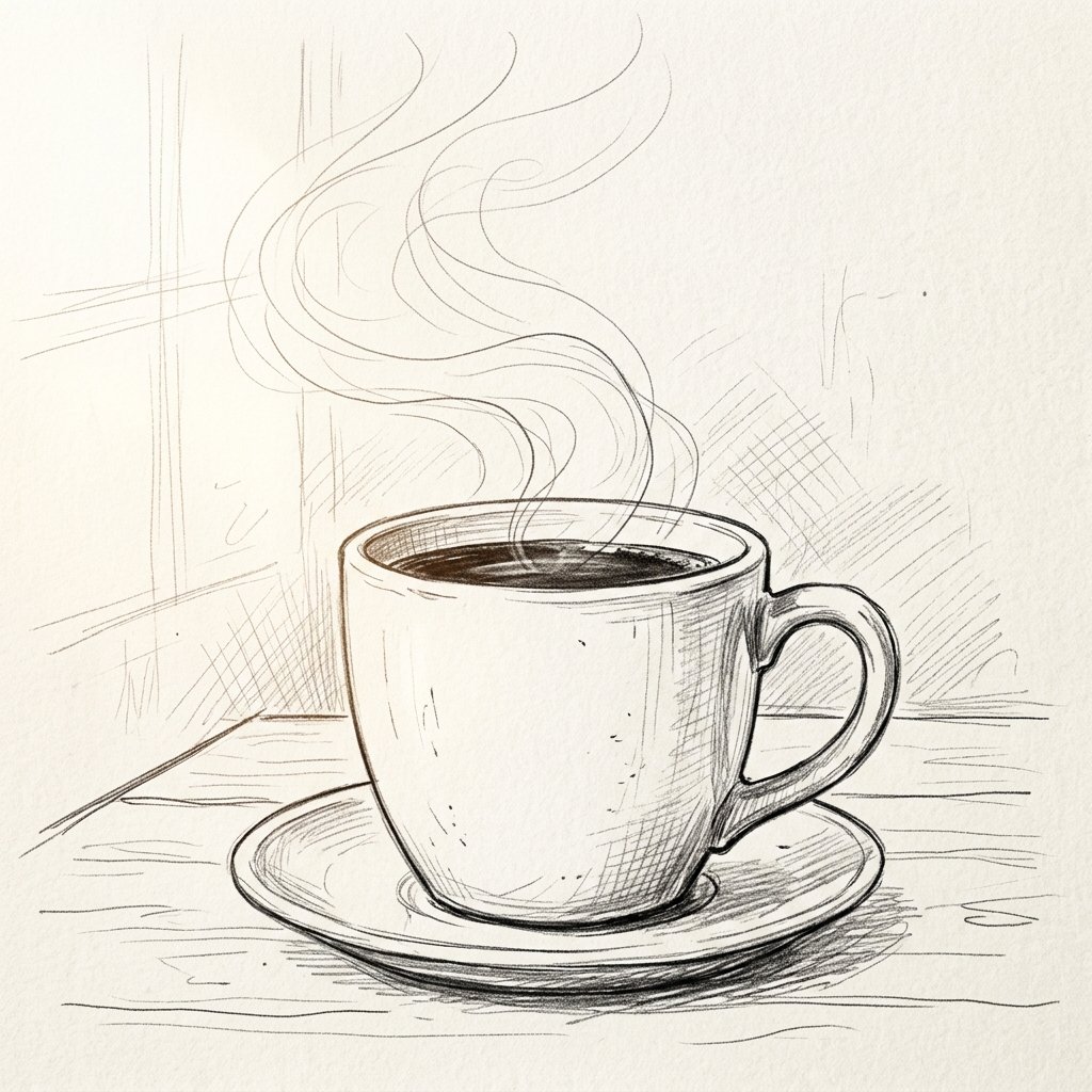 Steaming Coffee Cup Drawing Idea