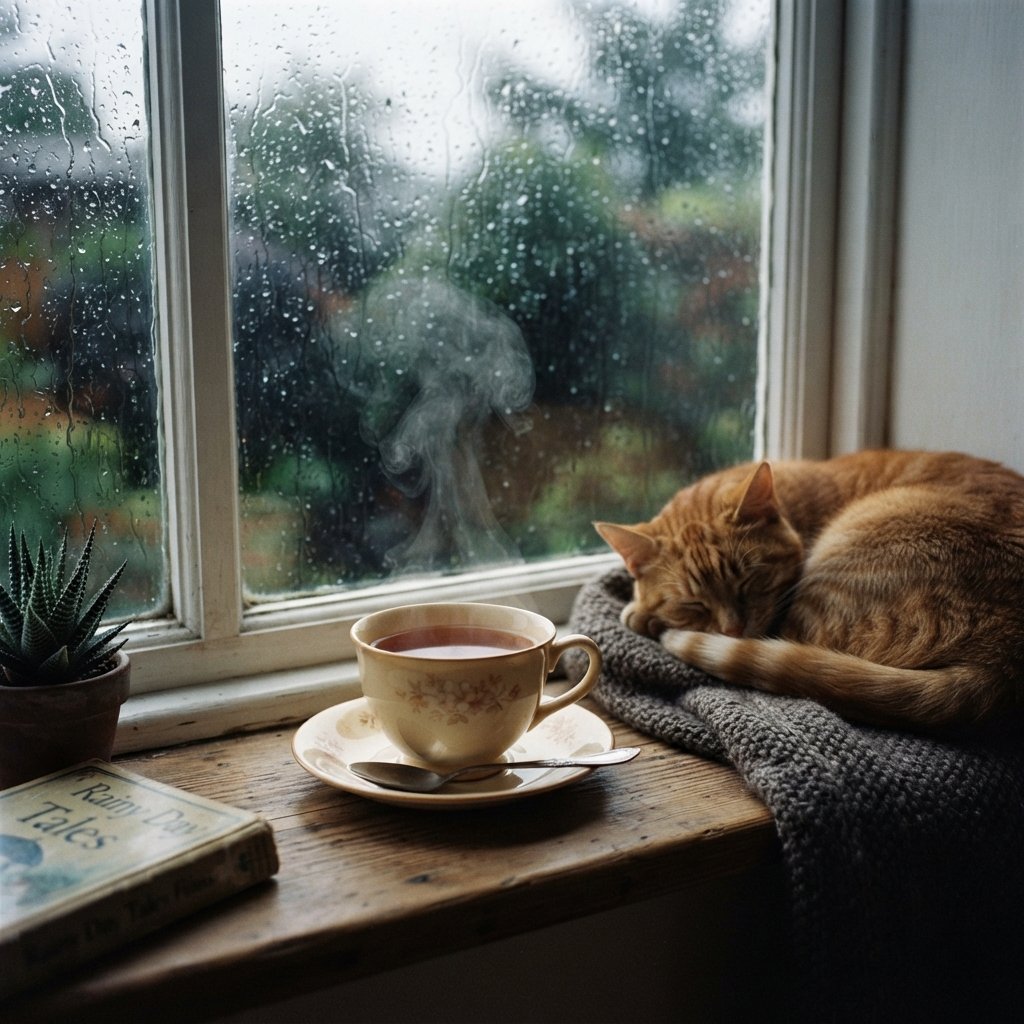 Rainy Day Tea Cup Drawing Idea