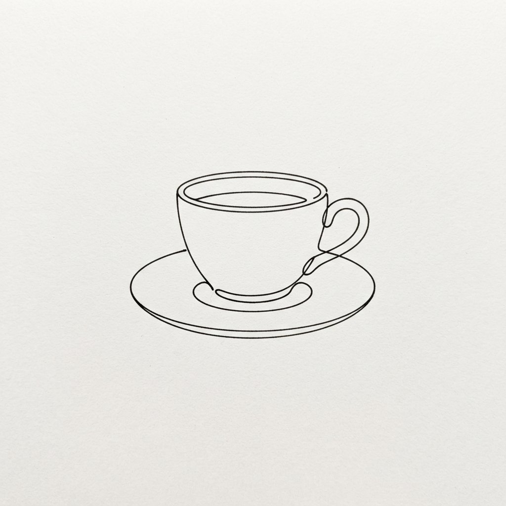 Minimalist Tea Cup Drawing Idea