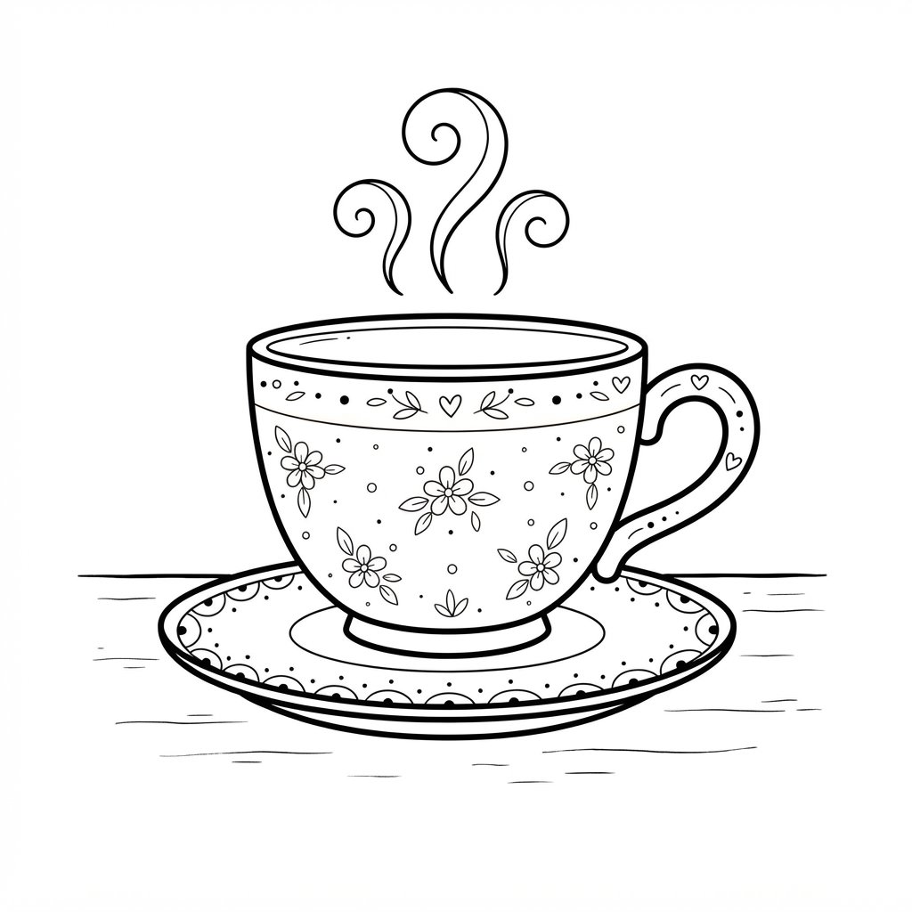 Tea Cup Coloring Page Idea