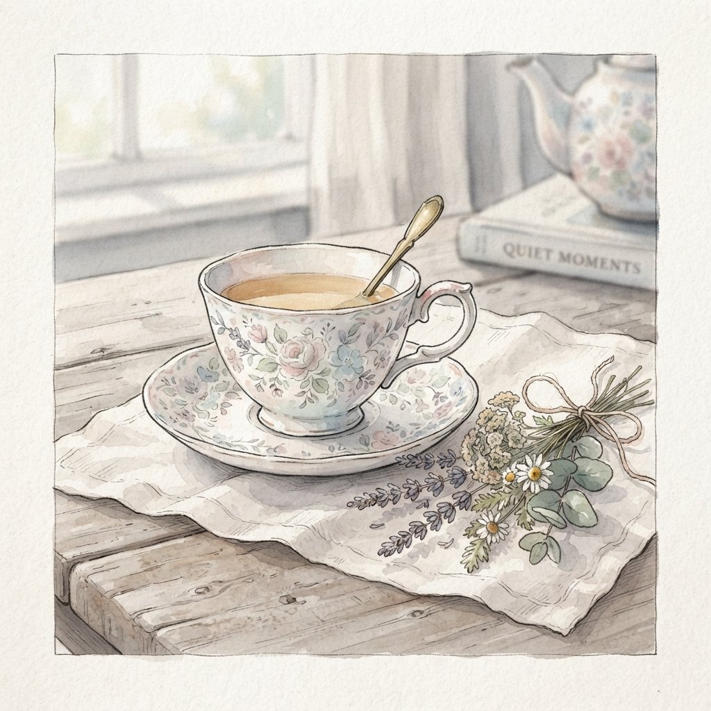 Aesthetic Tea Cup Drawing Idea