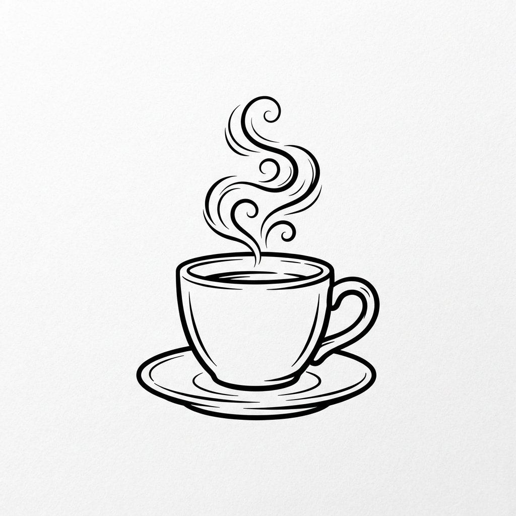 Line Art Cup of Tea Drawing Idea