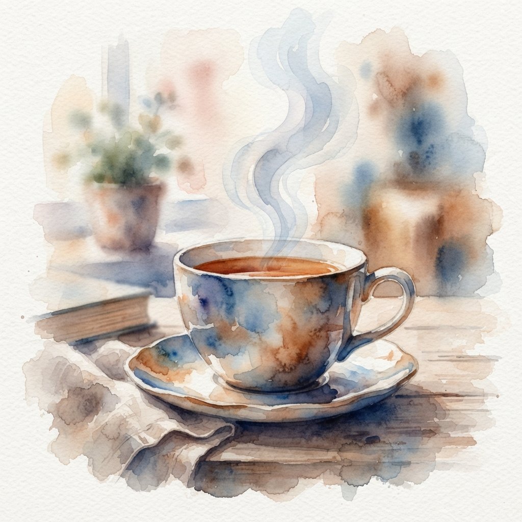 Watercolor Tea Cup Drawing Idea