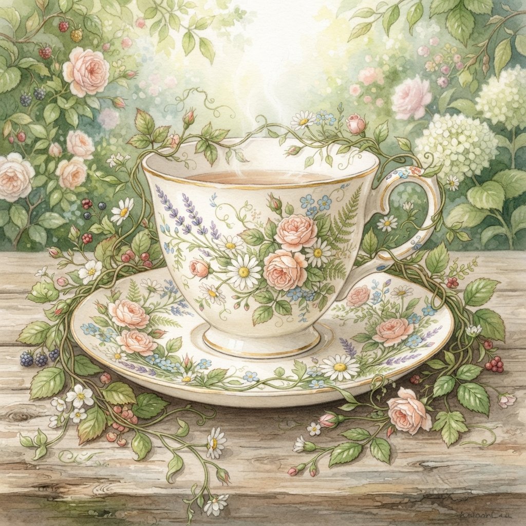 Floral Teacup Drawing Idea