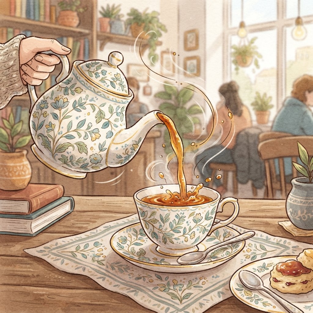 Teapot and Cup of Tea Drawing Idea