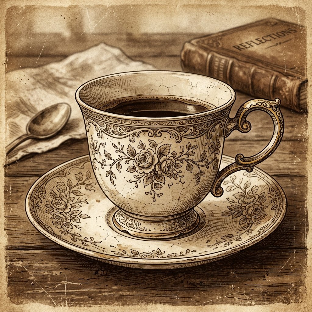 Vintage Coffee Cup Drawing Idea