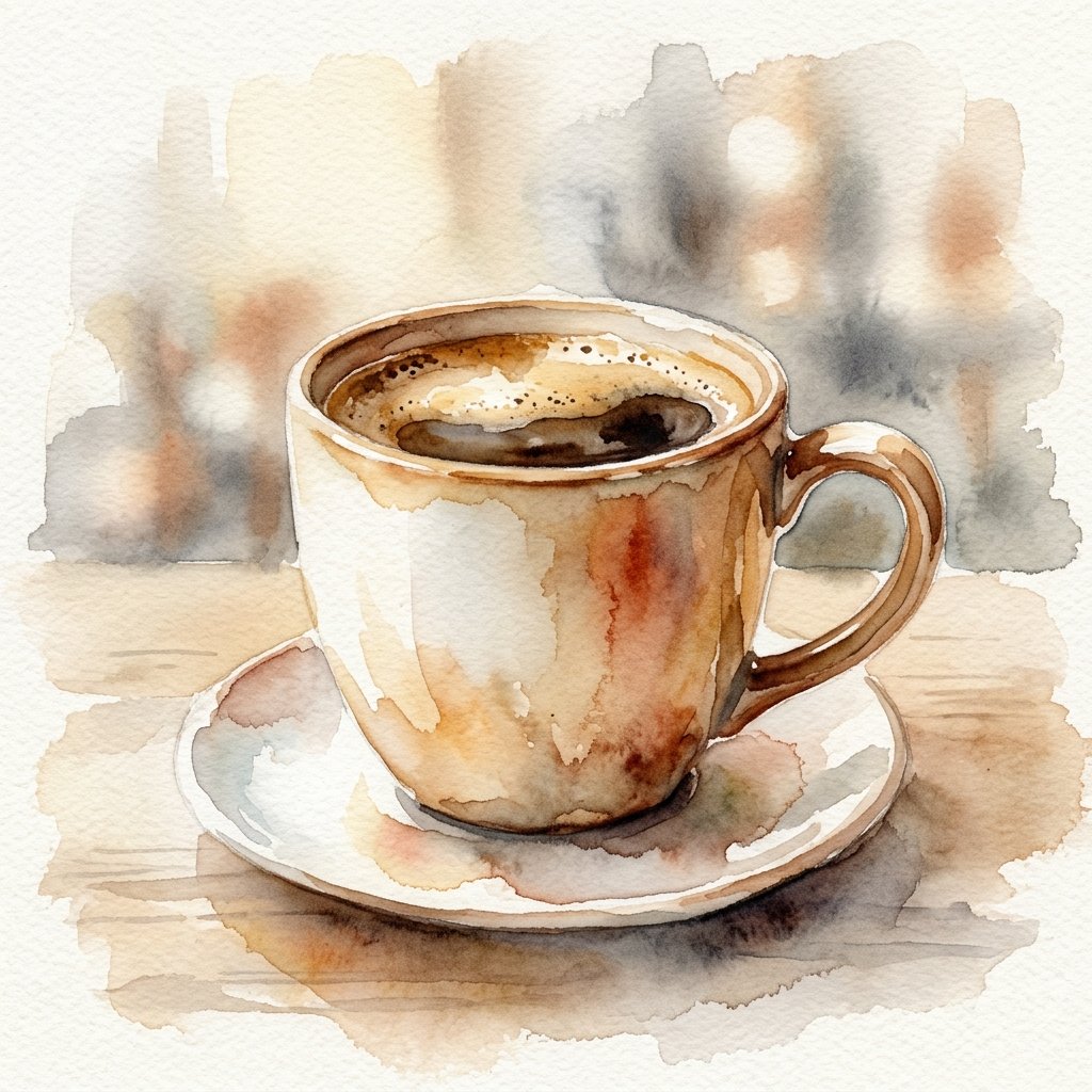 Watercolor Coffee Cup of Coffee Drawing Idea
