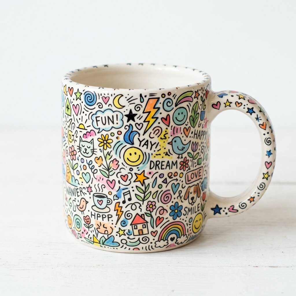 21 Cup Design Ideas Drawing You'll Want to Pin & Try Today 14 Ceramic mug with hand drawn doodles 202609041640