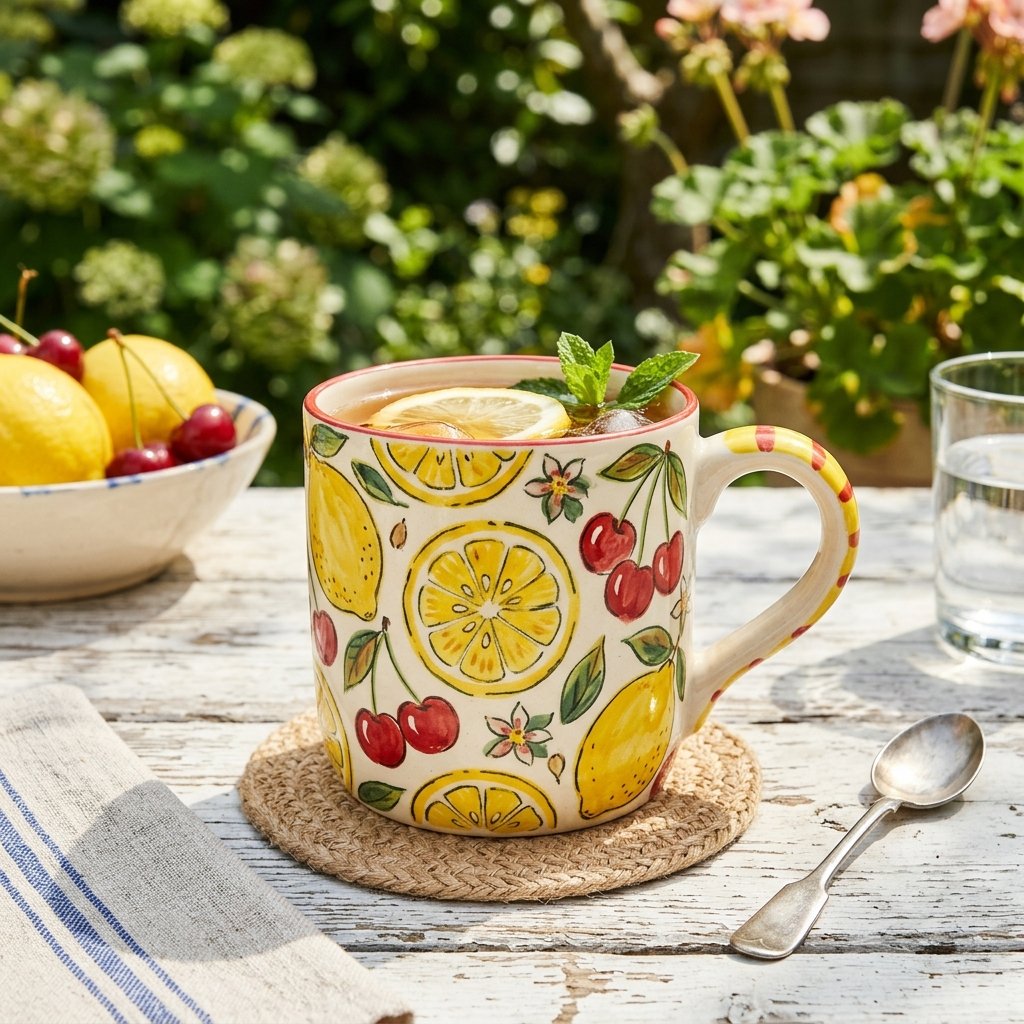 21 Cup Design Ideas Drawing You'll Want to Pin & Try Today 16 Hand painted ceramic mug with fruit 202609041640
