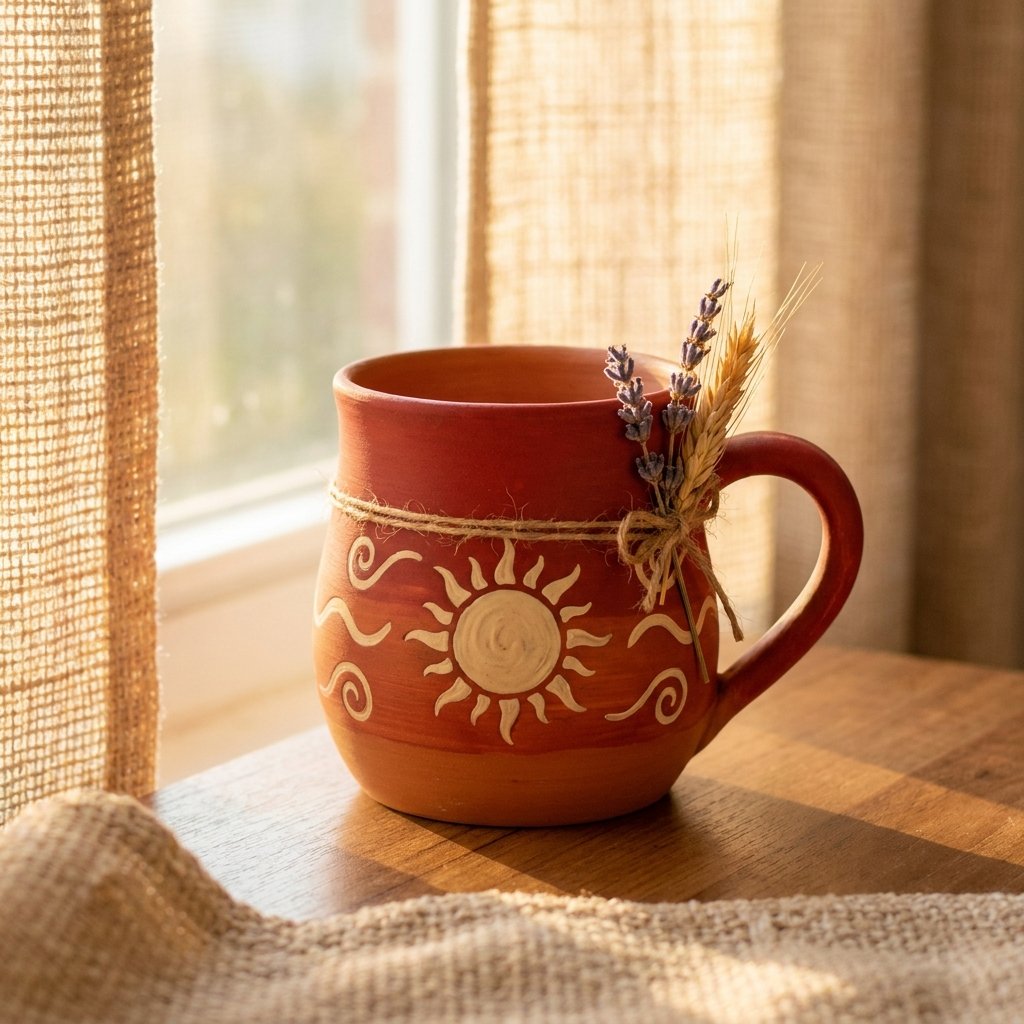 21 Cup Design Ideas Drawing You'll Want to Pin & Try Today 5 Terracotta ceramic mug with sun 202609041625