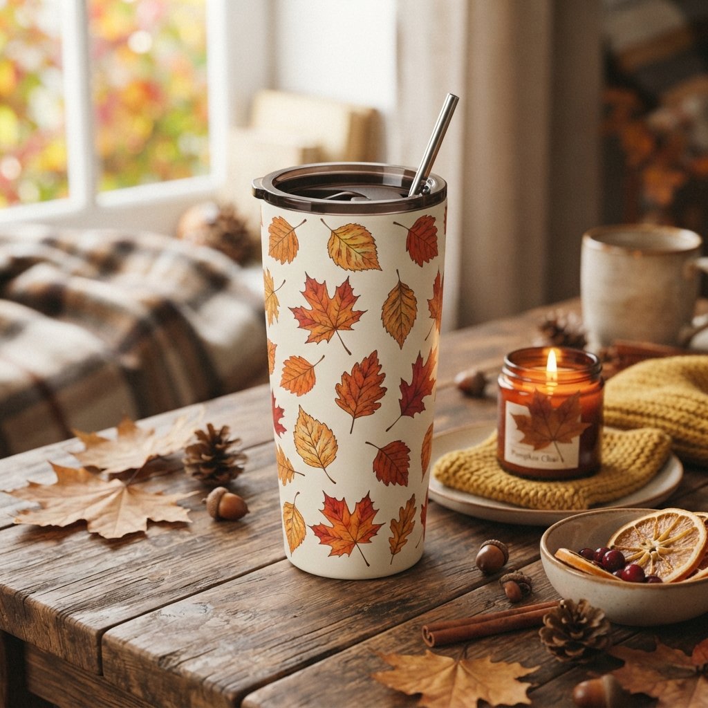 20 Cup Design Template Ideas You'll Want to Pin Now 20 Tumbler with autumn leaves design 202609021459