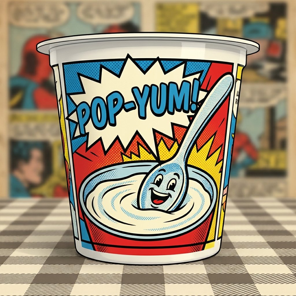 Yogurt cup pop art illustration 202609051435