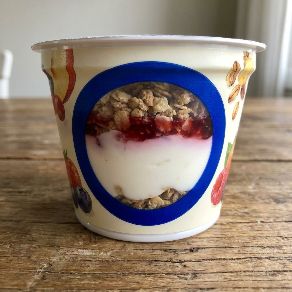 Yogurt cup showing fruit layers 202609051434