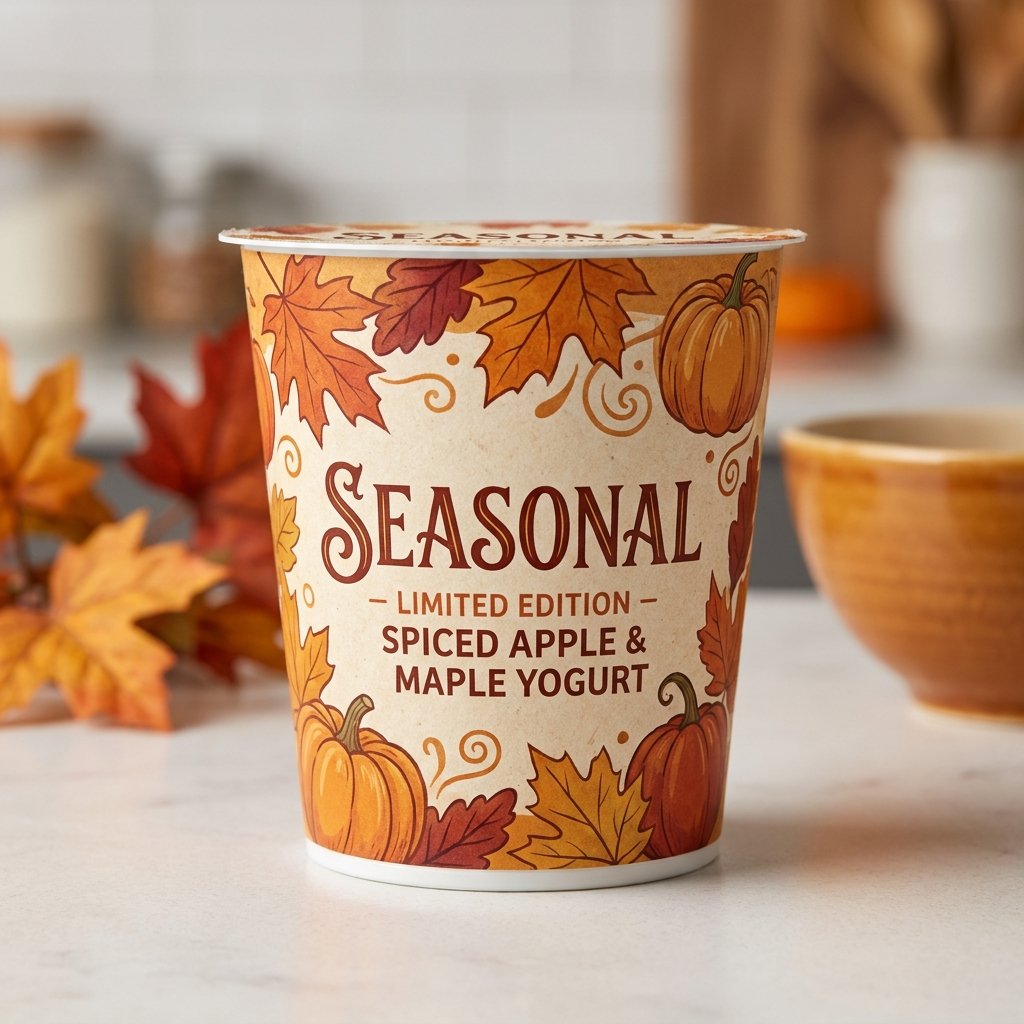 Yogurt cup with autumn design 202609051434