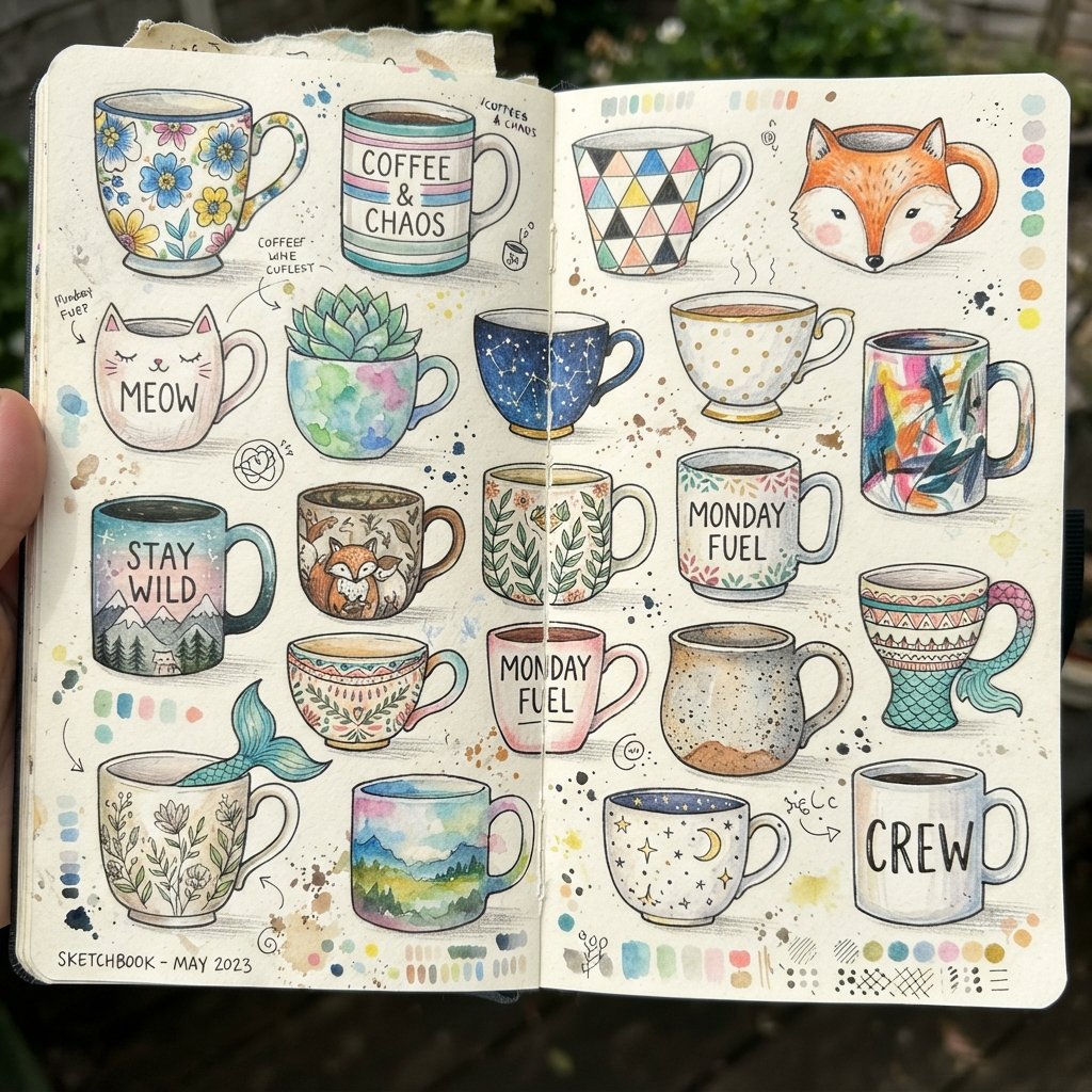 cup designs drawing